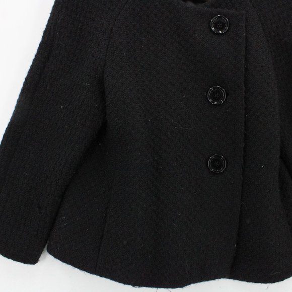 AK Anne Klein Tweed Jacket Blazer Women Black Button Front Designer Lined Size 6 - Picture 5 of 9